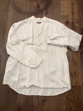 Centro Cream Long-Sleeve Casual Button Placket Shirt. Men’s XL